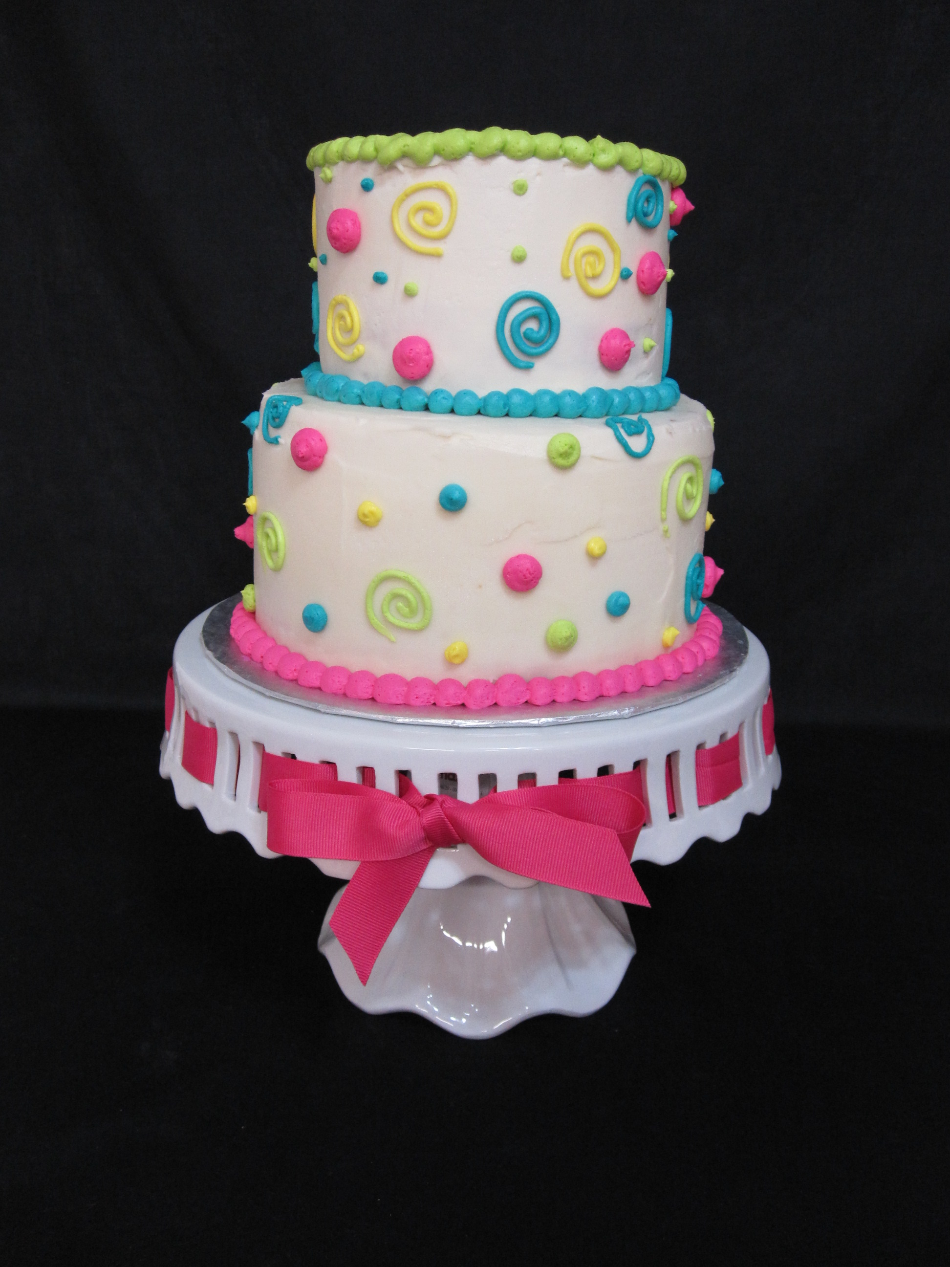 Birthday Cake Polka Dots and Swirls