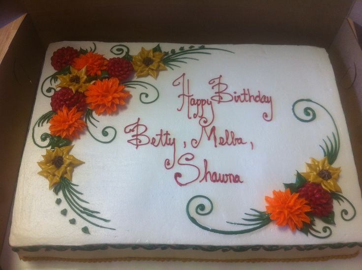 Birthday Cake with Fall Flowers
