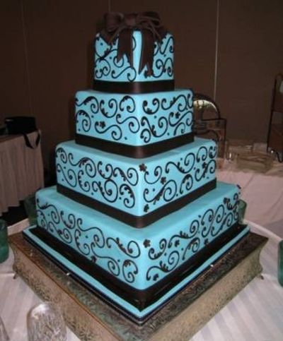 Black and Turquoise Wedding Cake