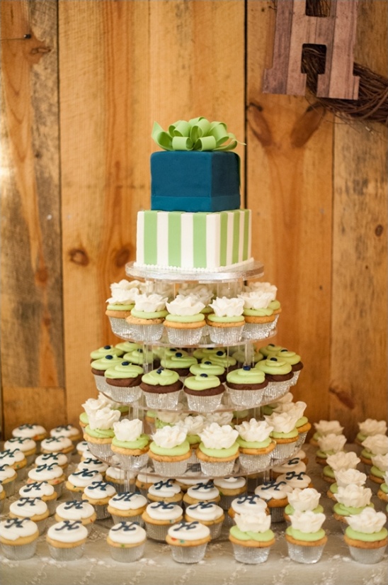 Blue and Green Cupcake Wedding Cakes