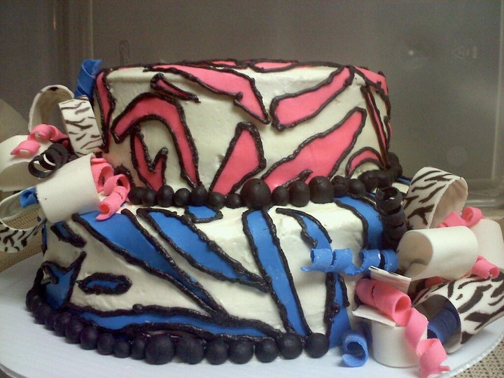 Blue and Pink Zebra Print Cakes Blue and Pink Zebra Print Cakes
