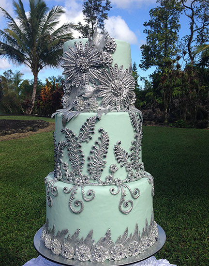 Blue and Silver Wedding Cake