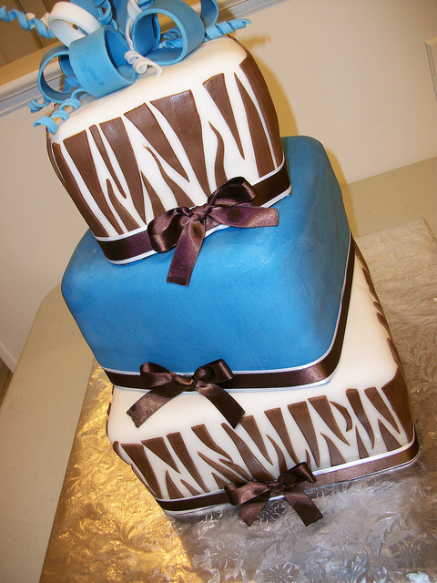 Blue Zebra Print Cake