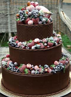 Chocolate Wedding Cake with Fruit Chocolate Wedding Cake with Fruit