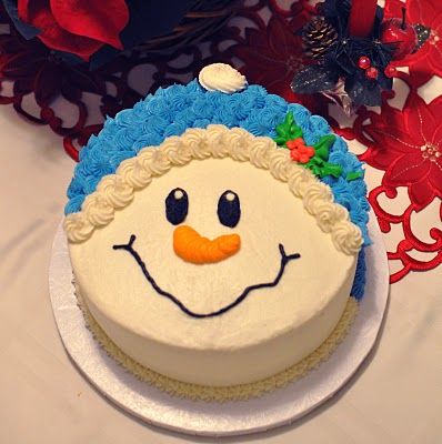 Christmas Snowman Face Cake