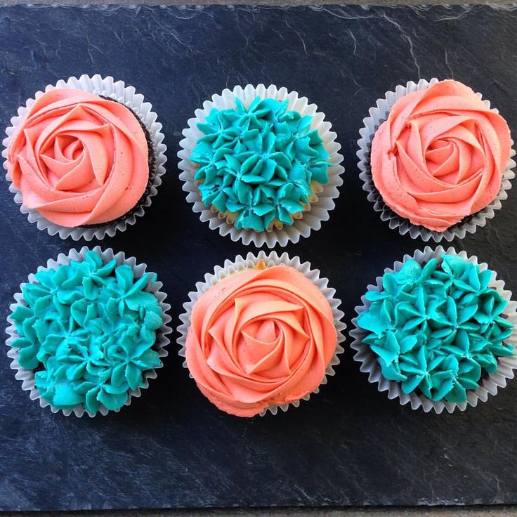 Coral and Teal Baby Shower Cupcakes