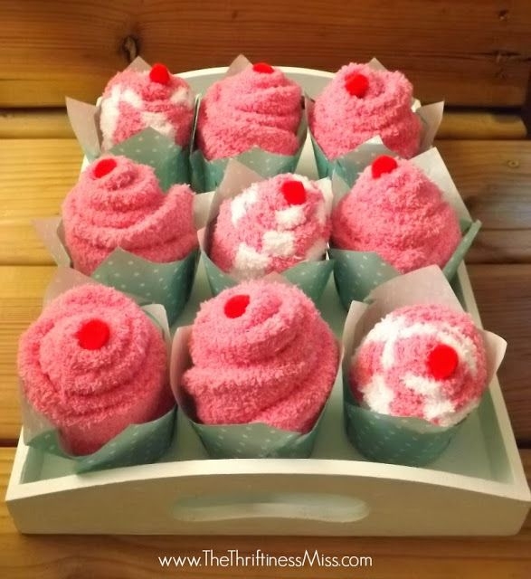 DIY Sock Cupcakes Baby Shower Game Prize