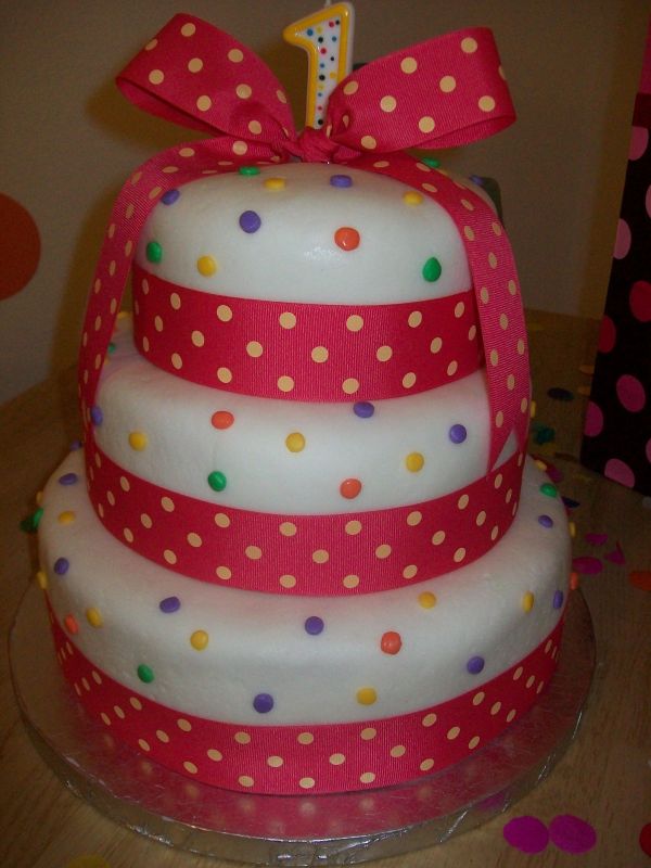 Dot Polka Happy Birthday Cake