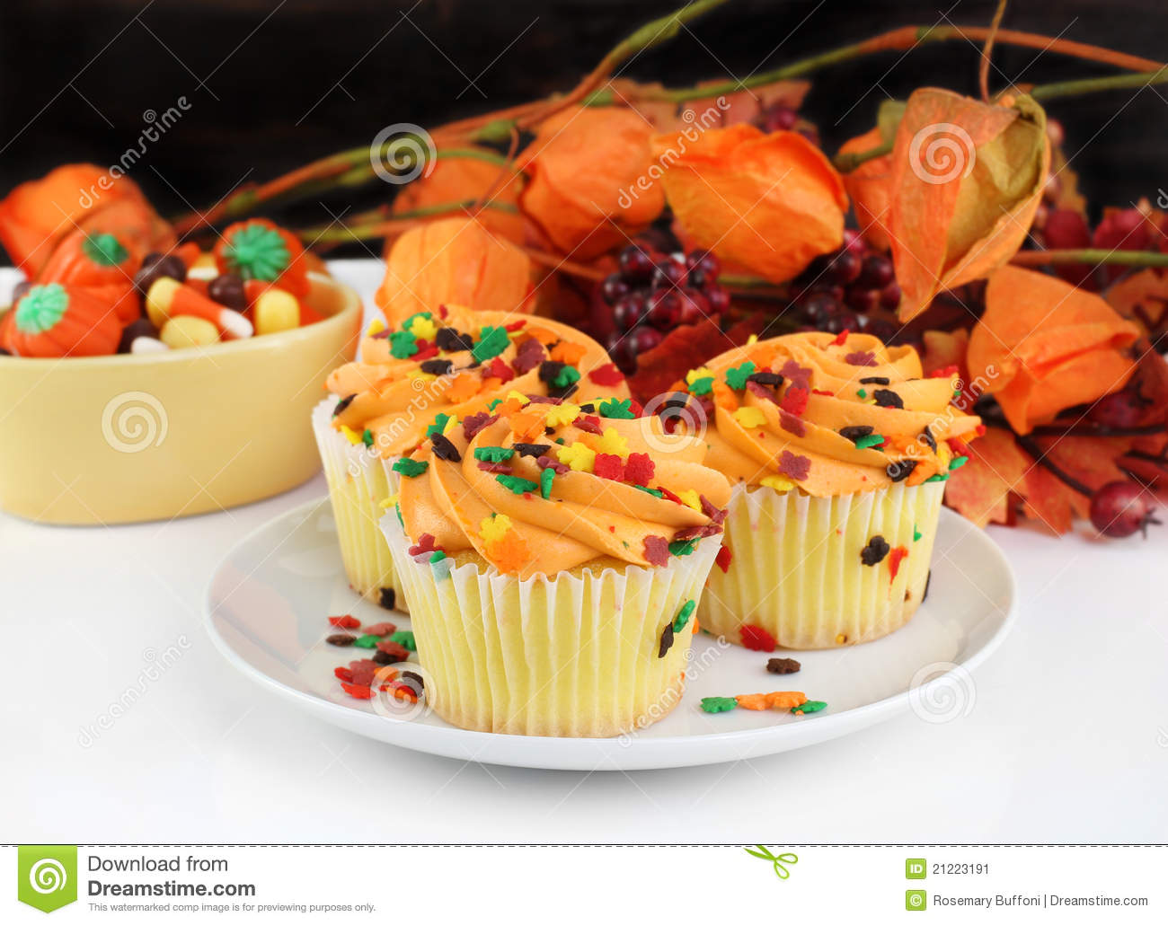 Fall and Halloween Decorated Cupcakes