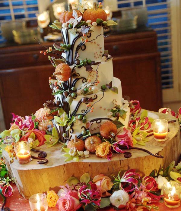 Fall Halloween Wedding Cake