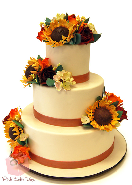 Fall Sunflower Wedding Cake