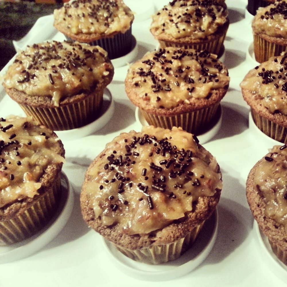 German Chocolate Cupcakes with Coconut Pecan Frosting