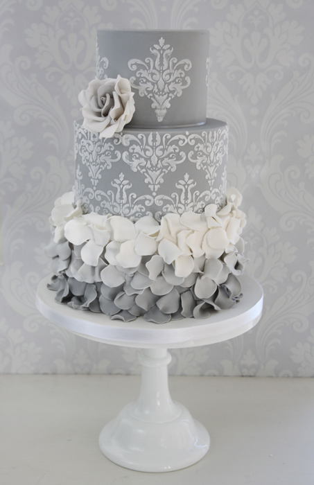Grey and White Wedding Cake Grey and White Wedding Cake