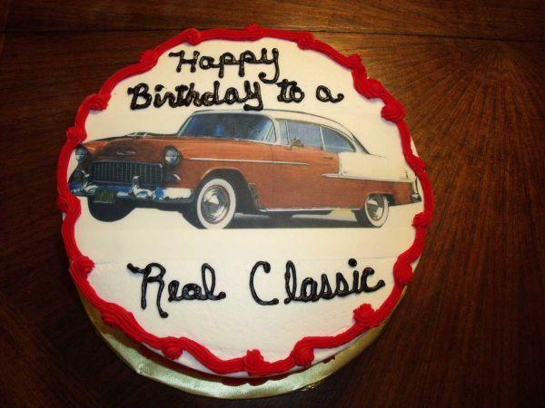 Happy Birthday Cake with Classic Car