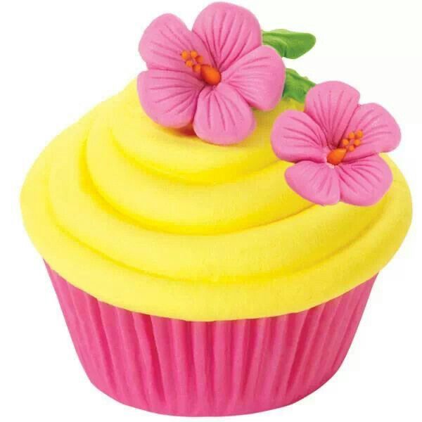 Hawaiian Flower Cupcakes