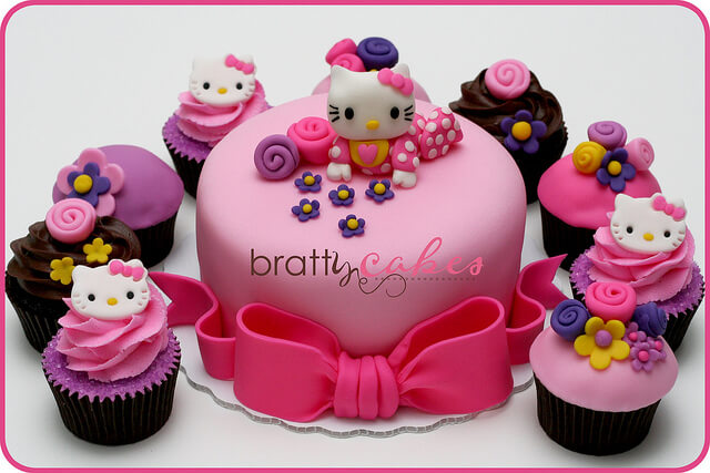 10 Photos of Hello Kitty Baby Shower Cakes And Cupcakes