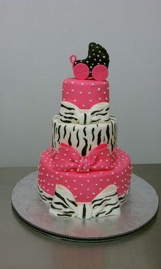 Hot Pink Zebra Baby Shower Cake