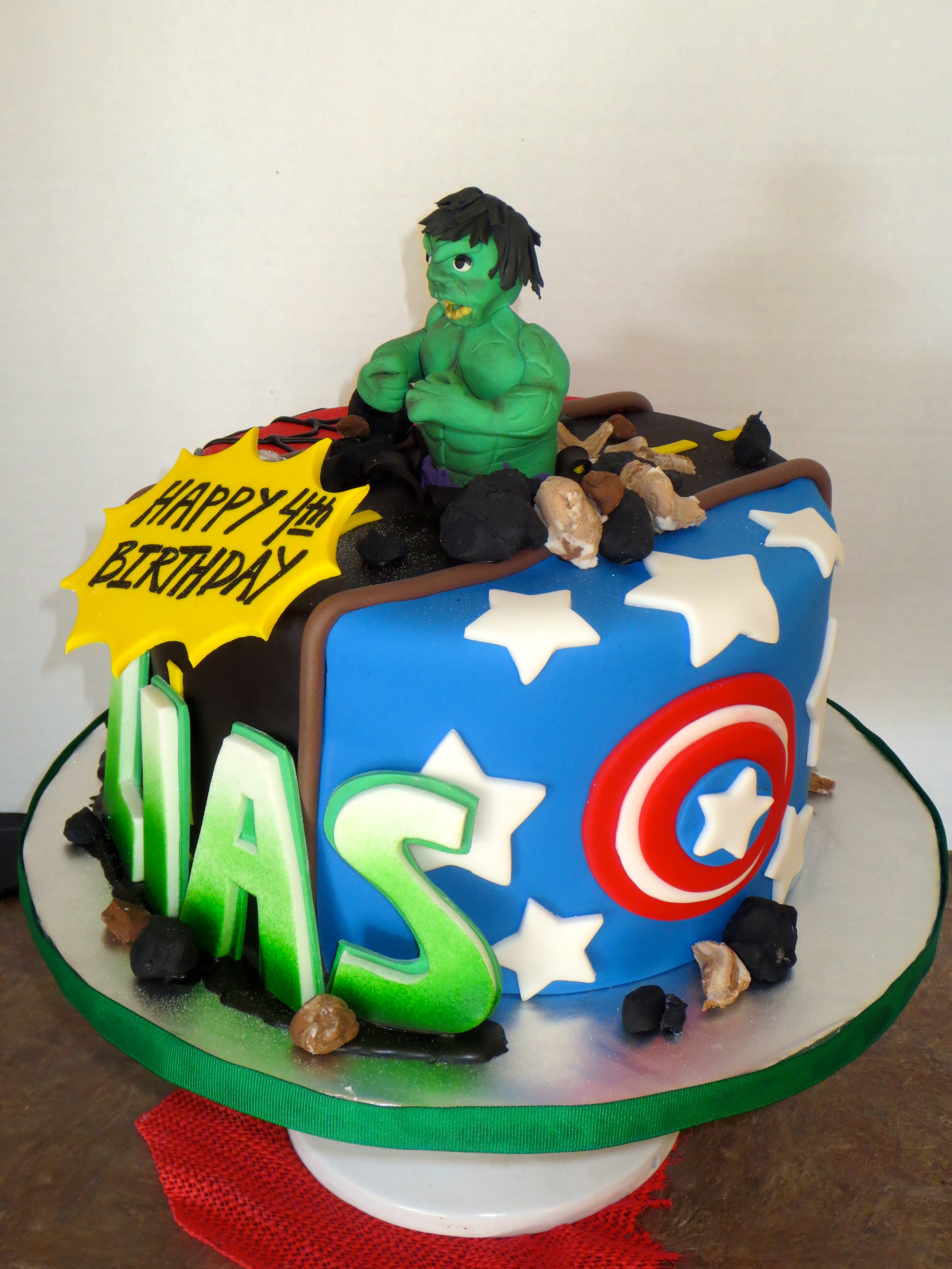 Hulk and Captain America Cake