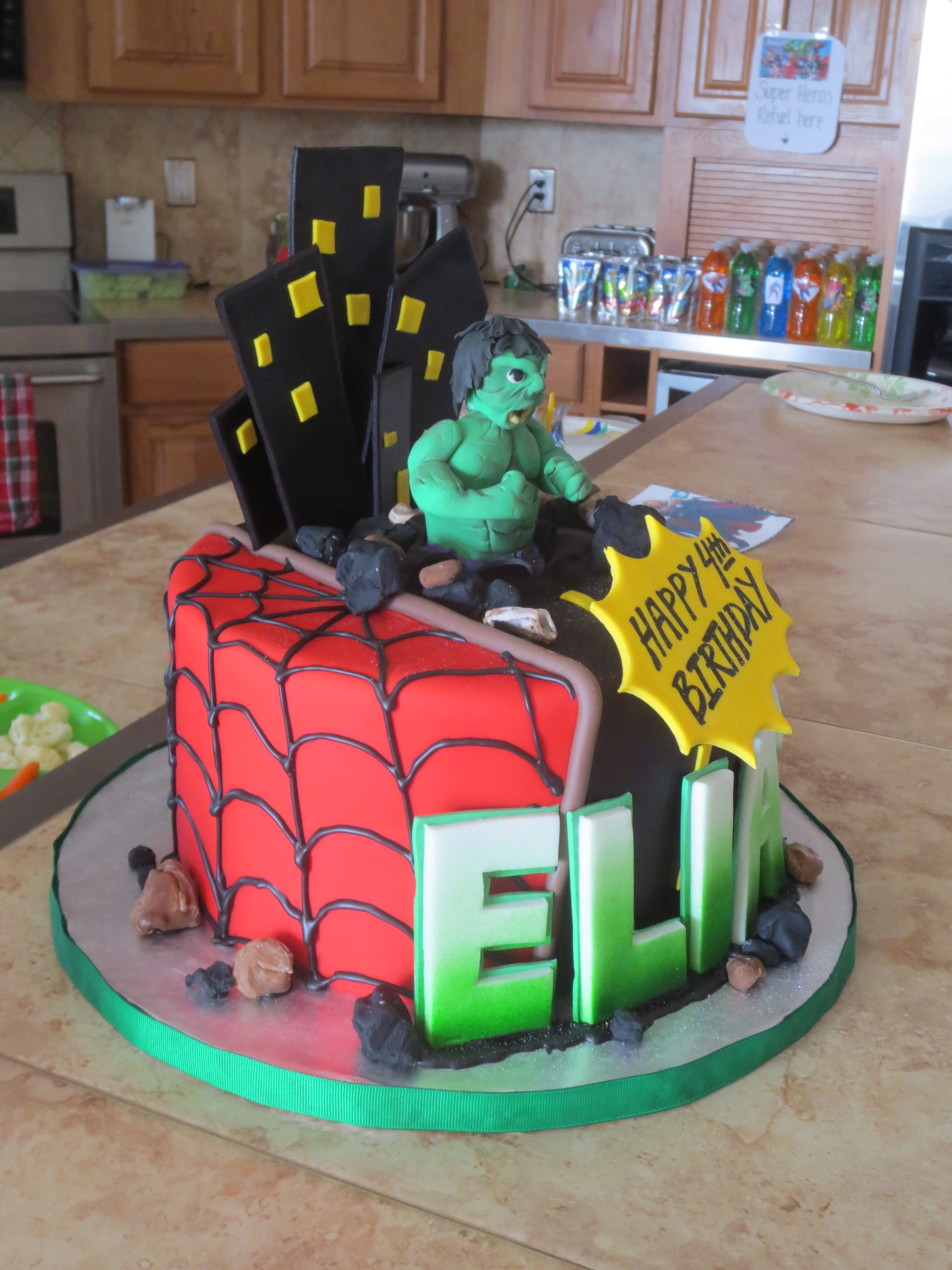 Hulk and Spider-Man Cake