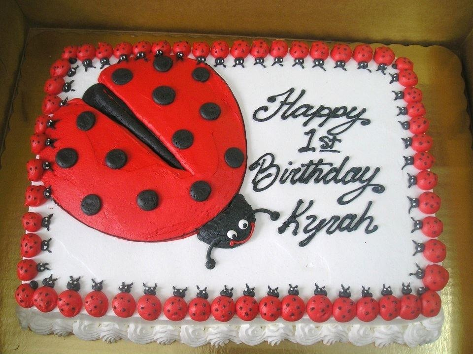 Ladybug 1st Birthday Sheet Cake