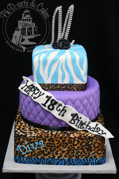 Leopard & Zebra Print Birthday Cake