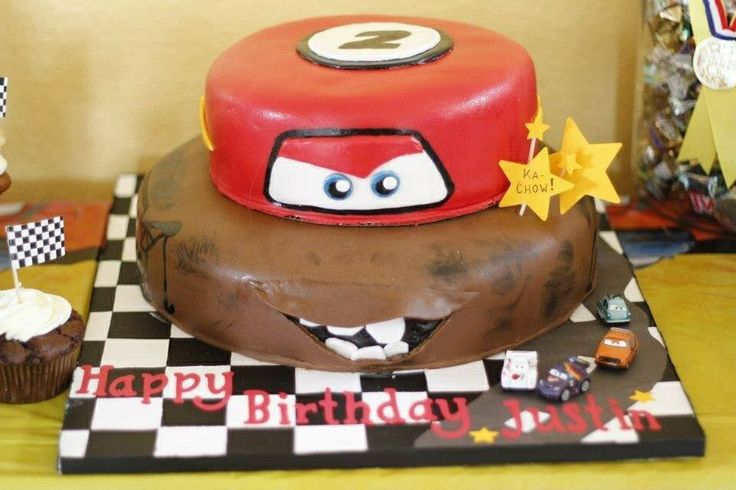 Lightning McQueen and Mater Birthday Cake