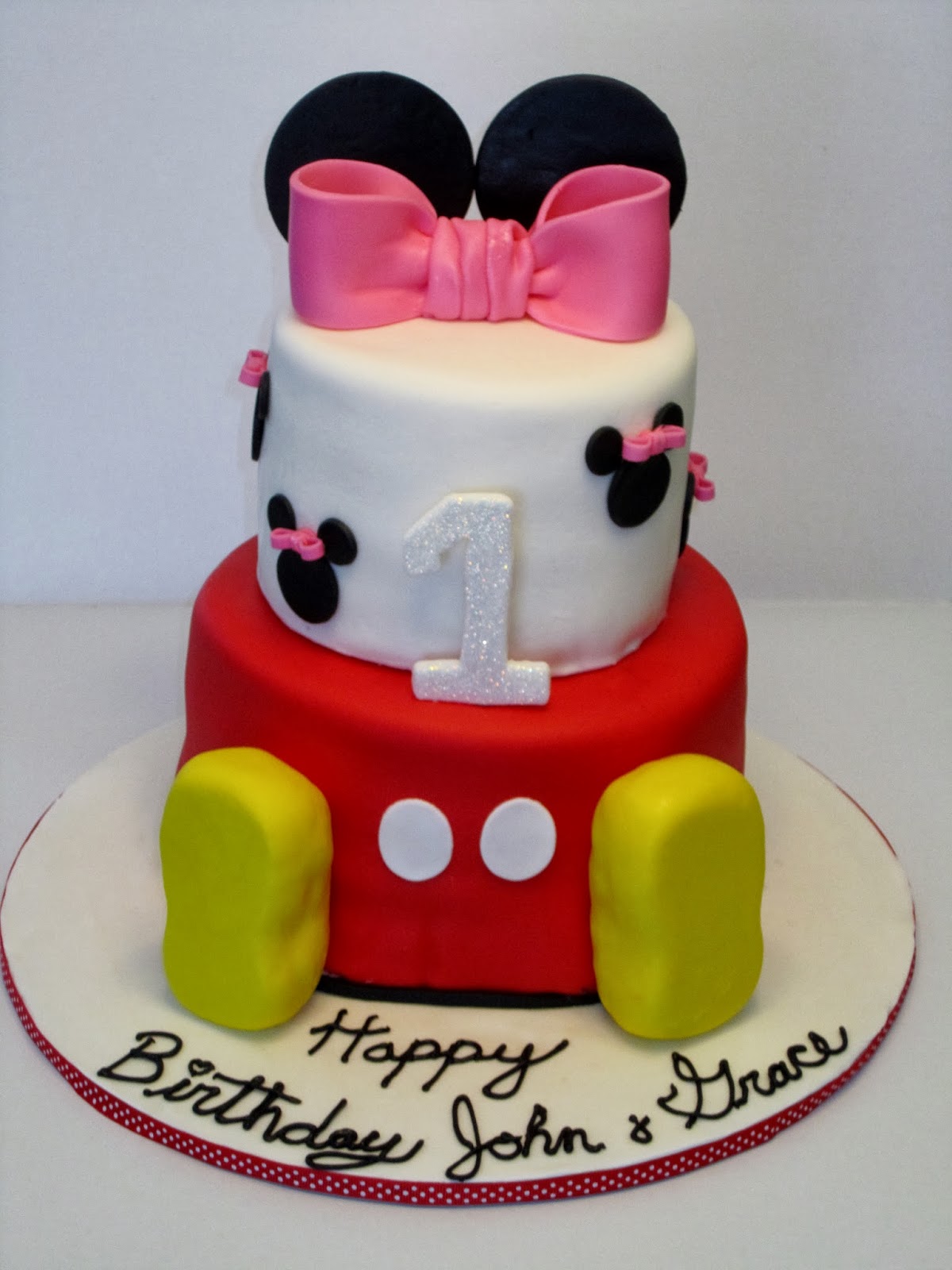 Mickey and Minnie Twin Birthday Cakes