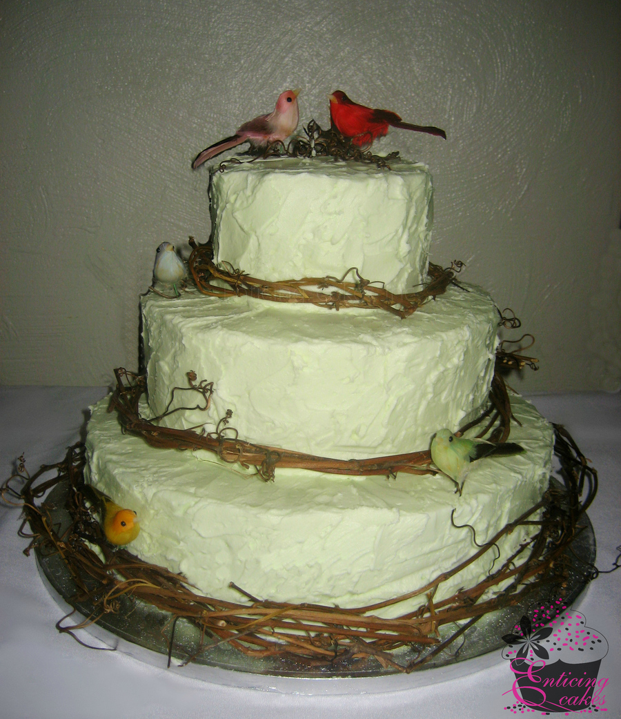 Mint Green Rustic Wedding Cake