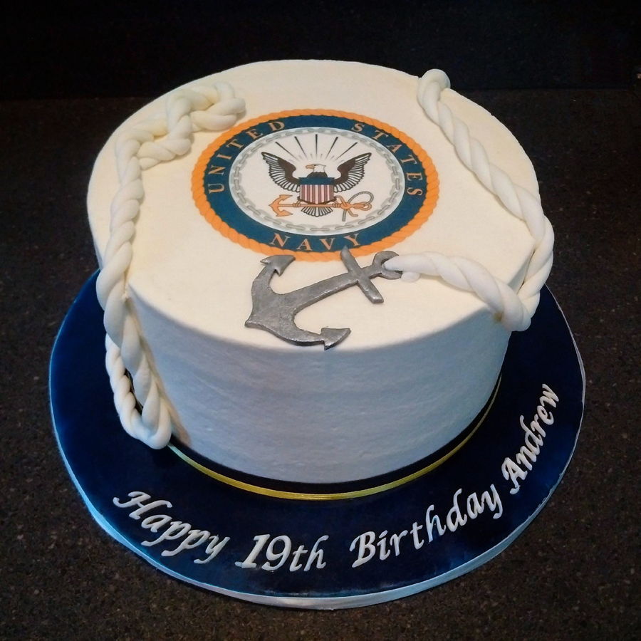 Navy Themed Birthday Cake Navy Themed Birthday Cake