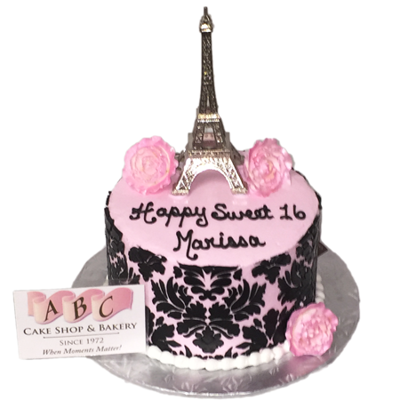 Paris Sweet 16 Birthday Cake