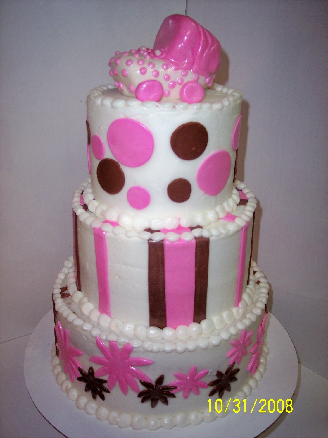 Pink and Brown Baby Shower Cake