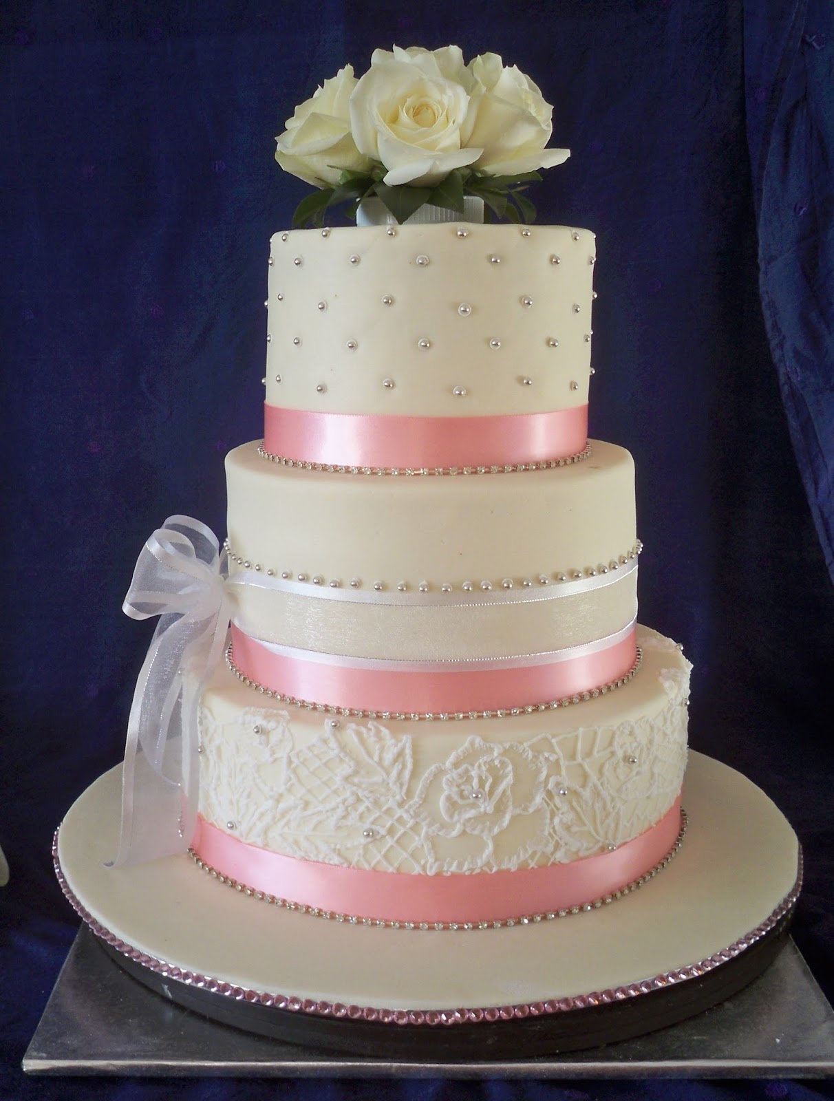 Pink and Silver Elegant Wedding Cakes