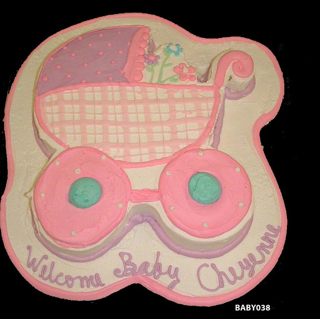 Pink Baby Shower Carriage Cake