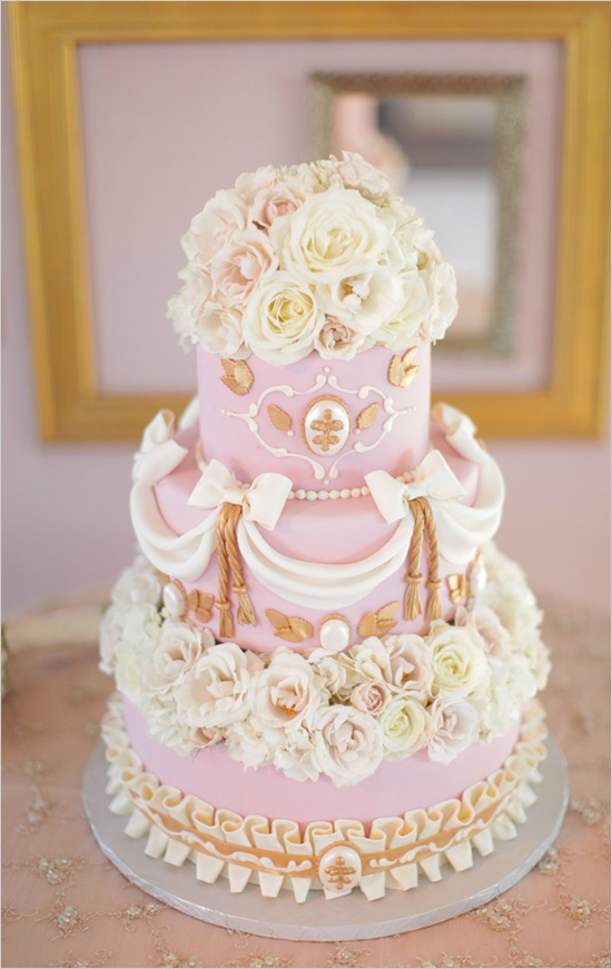 7 Photos of Pink And Cream Elegant Wedding Cakes 7 Photos of Pink And Cream Elegant Wedding Cakes