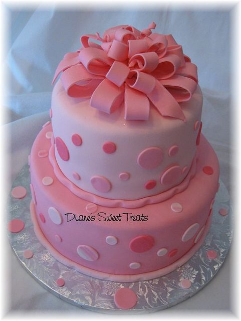 Pink Polka Dot Two Tier Cake