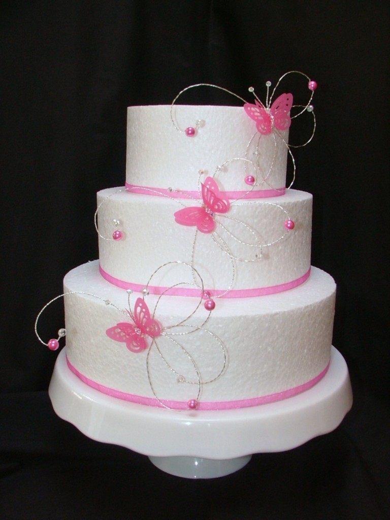 Pink Wedding Cake Decorations Butterflies