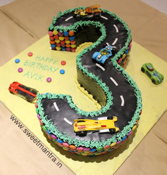 Race Car Shaped Birthday Cake