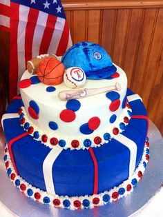 Red White Blue Baby Shower Cake