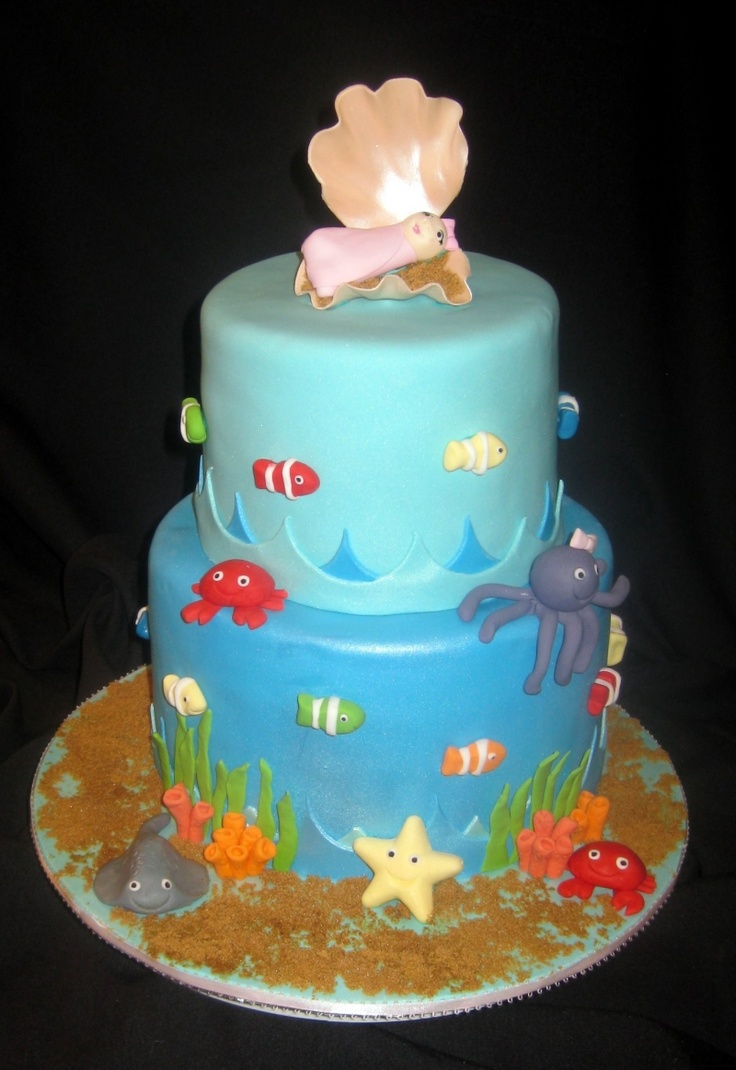 Sea Creatures Baby Shower Cake