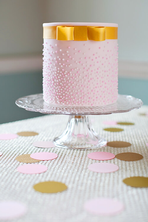 Small Pink and Gold Wedding Cake