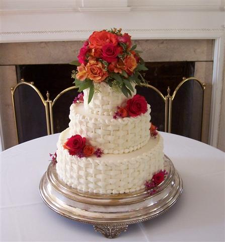 Small Wedding Cake with Fresh Flowers