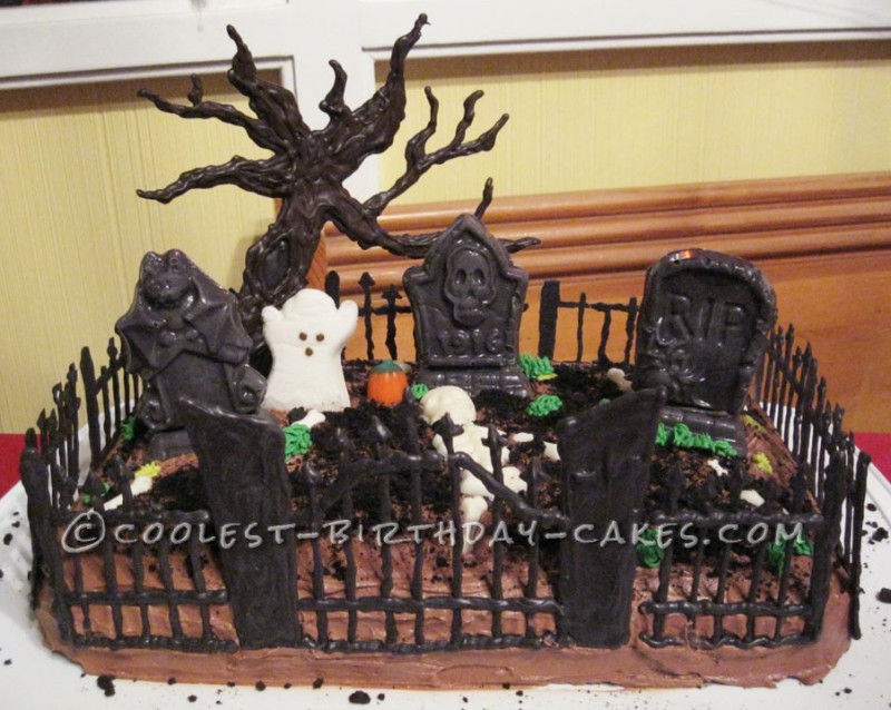 Spooky Graveyard Cake