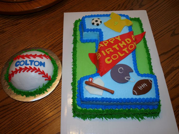 Sports-Themed First Birthday Cake Sports-Themed First Birthday Cake