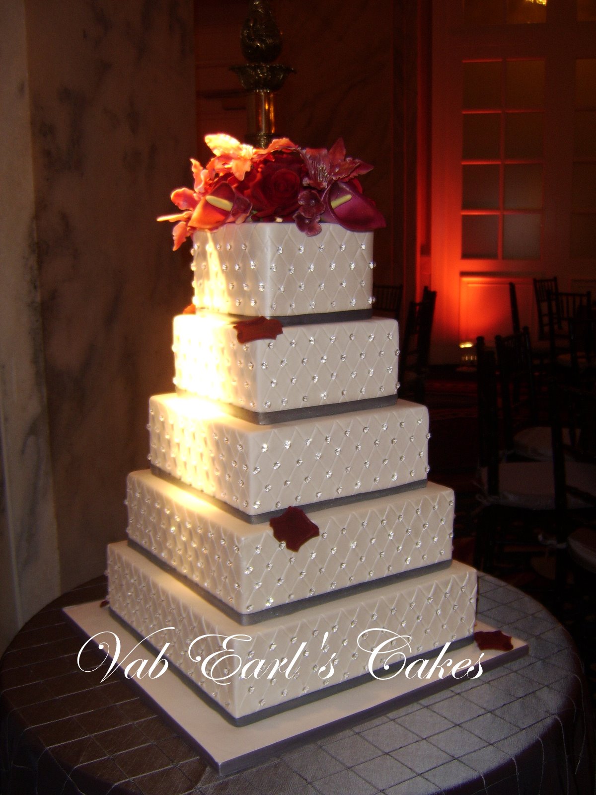 Square Wedding Cake with Crystals