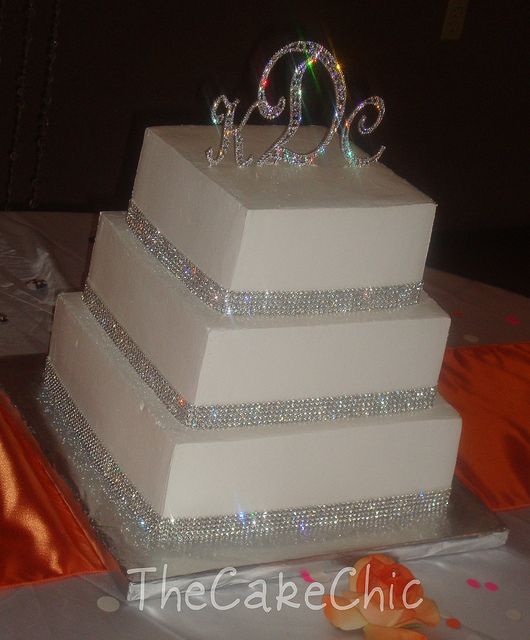 Square Wedding Cakes with Bling