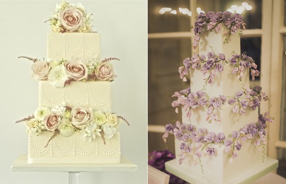 Sweet Pea Wedding Cakes with Flowers