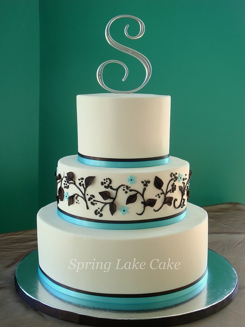 Tiffany Blue and Black Wedding Cake