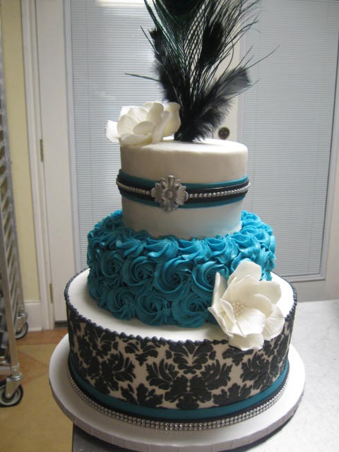 Turquoise Black and White Wedding Cakes Turquoise Black and White Wedding Cakes