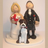 Wedding Cake Toppers Bride and Groom Dog