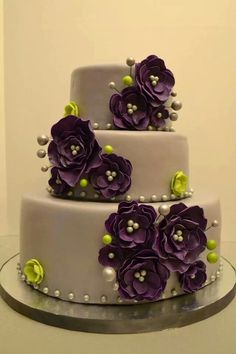 Wedding Cake with Purple Accents Wedding Cake with Purple Accents